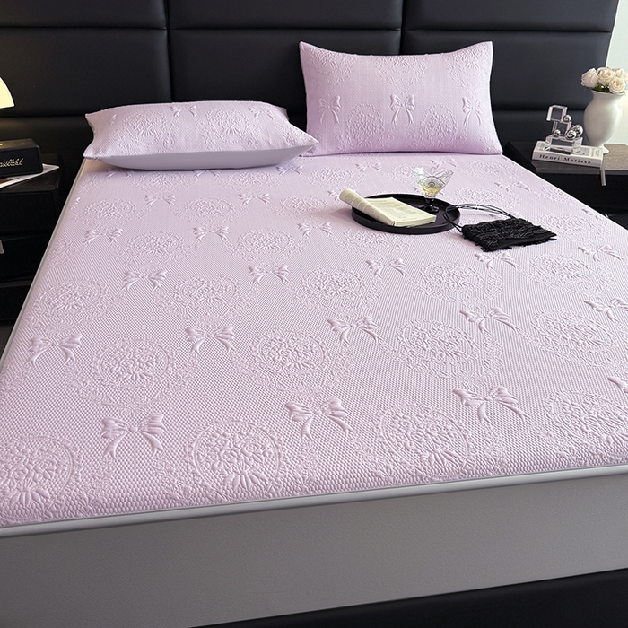 91家纺网 家纺一手货源 找家纺 佰亿莱2025新款手捧花凉席床席床笠款 手捧花紫