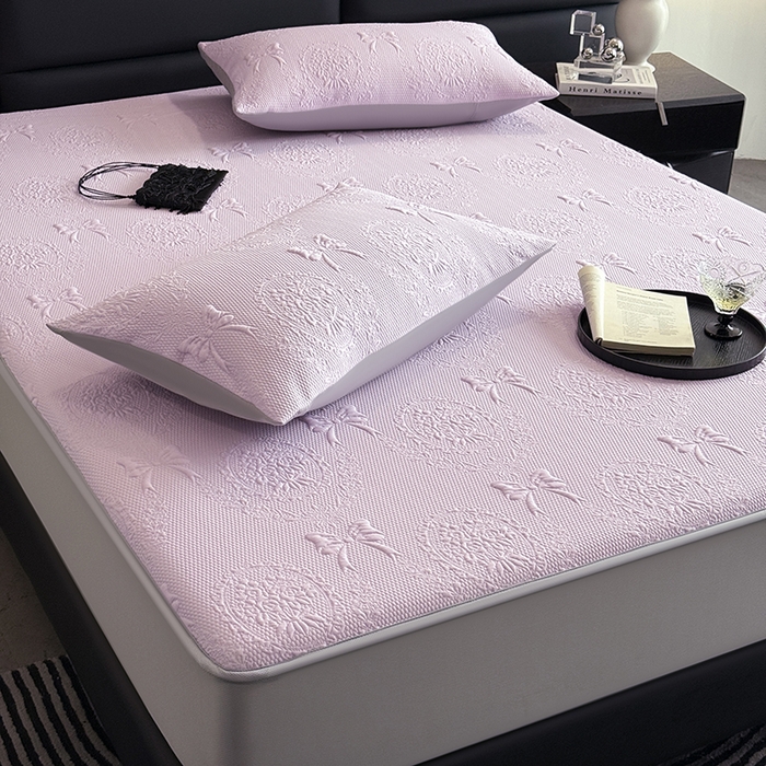 91家纺网 家纺一手货源 找家纺 佰亿莱2025新款手捧花凉席床席床笠款 手捧花紫