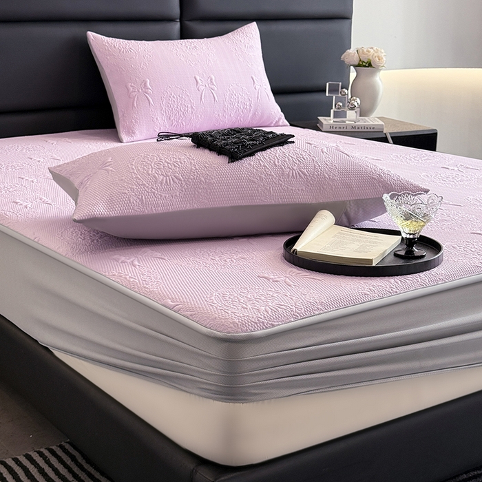 91家纺网 家纺一手货源 找家纺 佰亿莱2025新款手捧花凉席床席床笠款 手捧花紫