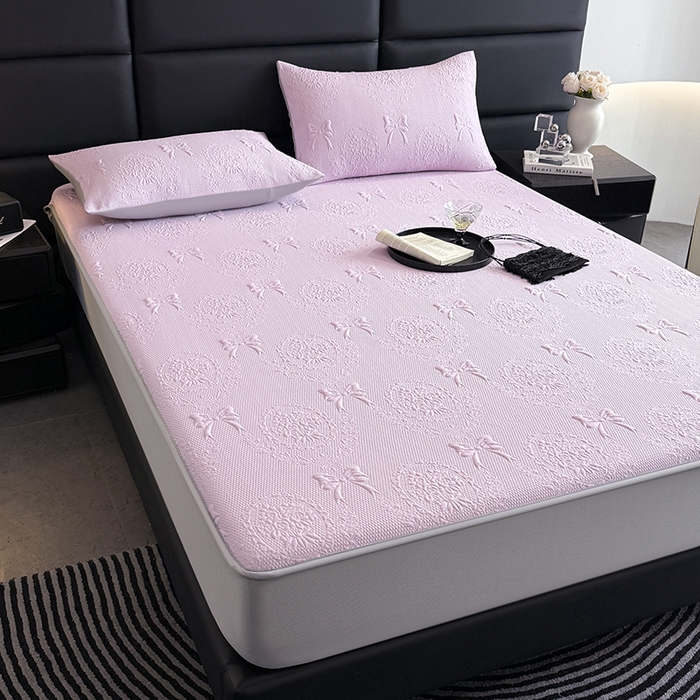 91家纺网 家纺一手货源 找家纺 佰亿莱2025新款手捧花凉席床席床笠款 手捧花紫