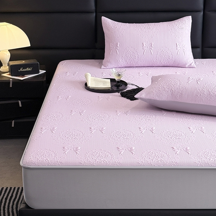 91家纺网 家纺一手货源 找家纺 佰亿莱2025新款手捧花凉席床席床笠款 手捧花紫