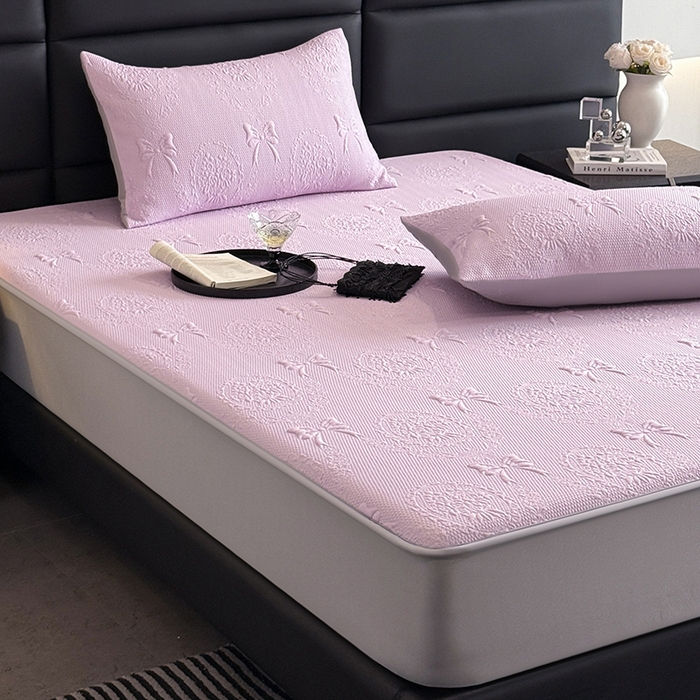 91家纺网 家纺一手货源 找家纺 佰亿莱2025新款手捧花凉席床席床笠款 手捧花紫