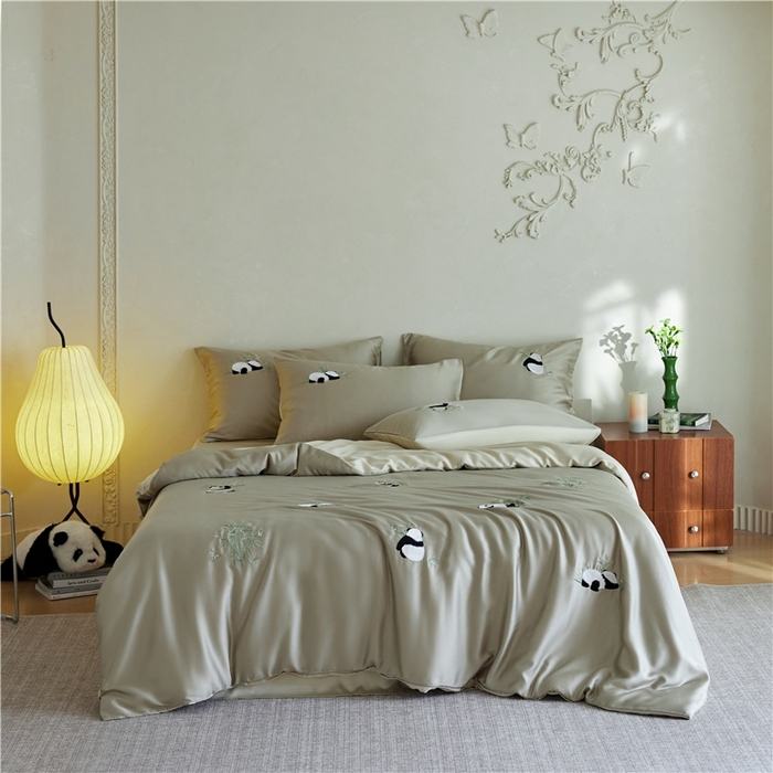 佰亿莱2025新款奶牛天丝绣花四件套 绿