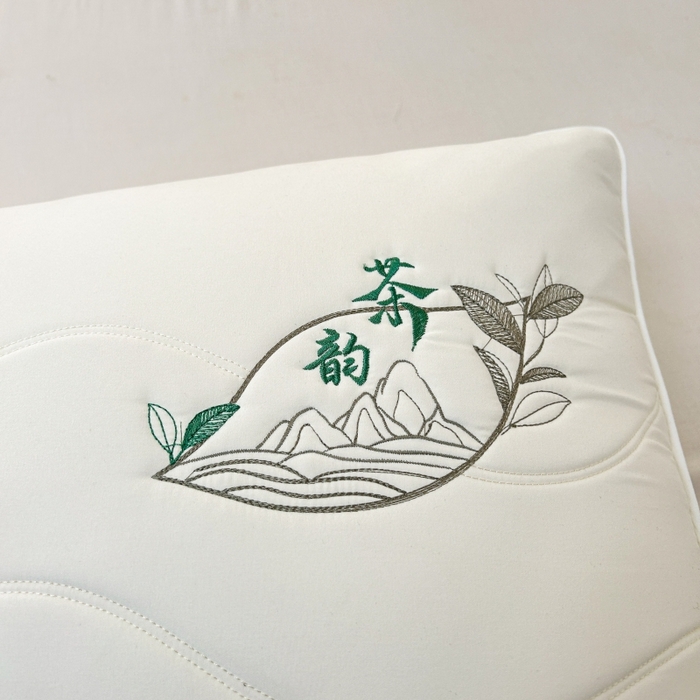 91家纺网 家纺一手货源 找家纺 （总）佳尚枕芯 2025新款亲肤纯色刺绣枕茶韵枕芯枕头