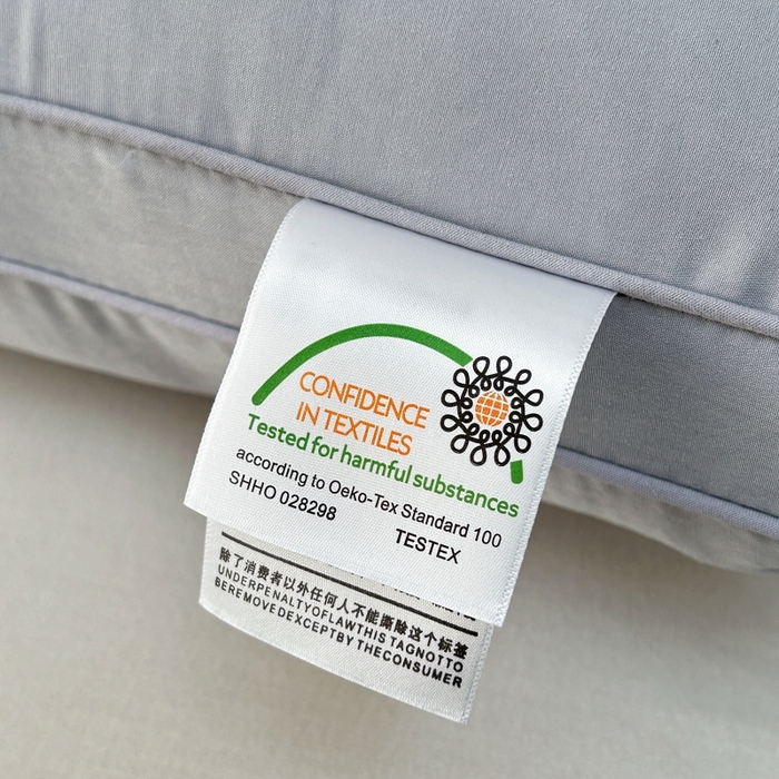 91家纺网 家纺一手货源 找家纺 佳尚枕芯 2025新款亲肤纯色刺绣枕茶韵枕芯枕头 灰色 48x74cm/只 低枕