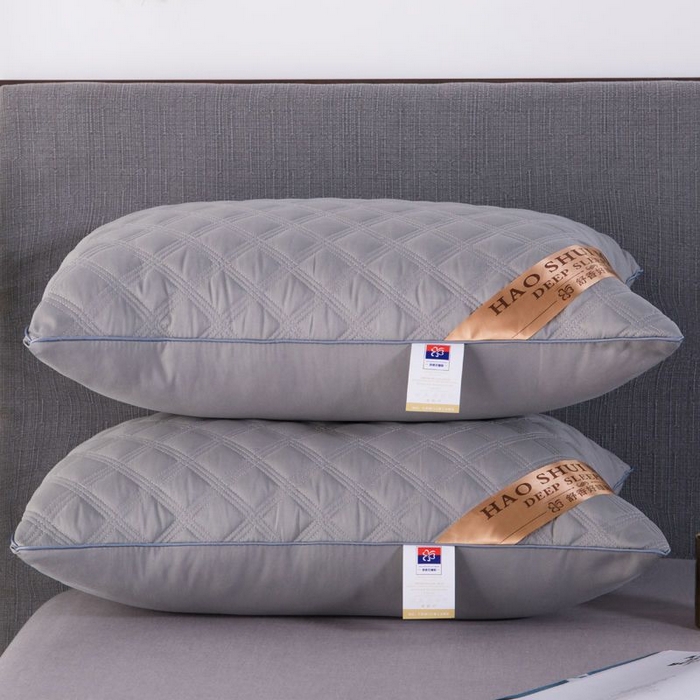 佳尚枕芯 2025新款亲肤棉羽丝绒枕芯立体网边满天星三线格枕头 三线格单边-灰边 单边48*74cm/只 中枕