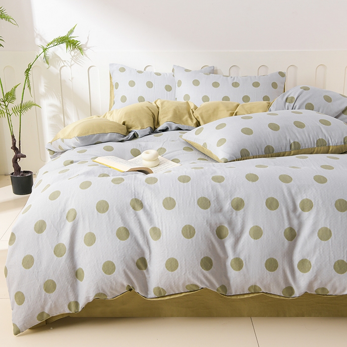 91家纺网 家纺一手货源 找家纺 金昱纺 2025新款A类全棉纯棉双层纱四件套 大圆满-绿