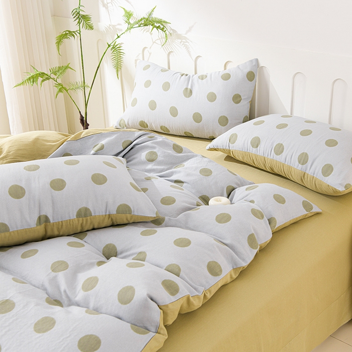 91家纺网 家纺一手货源 找家纺 金昱纺 2025新款A类全棉纯棉双层纱四件套 大圆满-绿