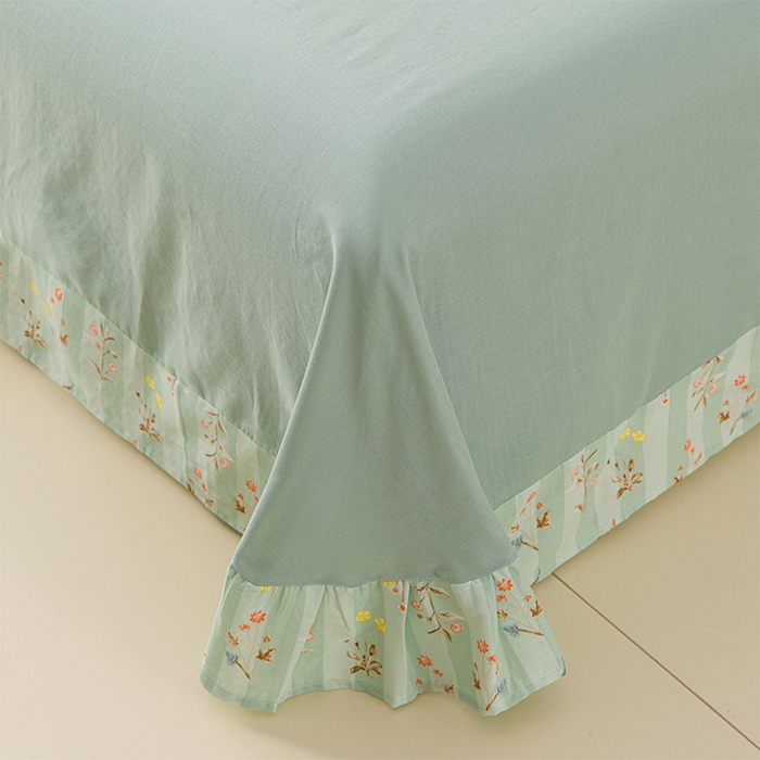 91家纺网 家纺一手货源 找家纺 金昱纺 2025新款A类全棉纯棉双层纱四件套 冬凌-绿