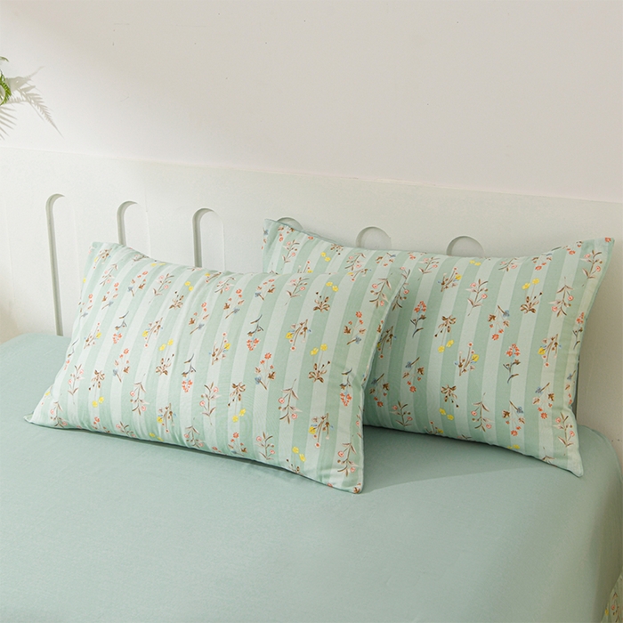 91家纺网 家纺一手货源 找家纺 金昱纺 2025新款A类全棉纯棉双层纱四件套 冬凌-绿