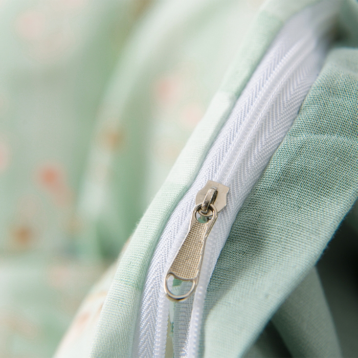 91家纺网 家纺一手货源 找家纺 金昱纺 2025新款A类全棉纯棉双层纱四件套 冬凌-绿