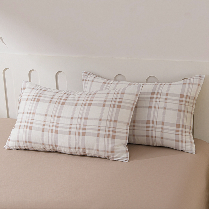 91家纺网 家纺一手货源 找家纺 金昱纺 2025新款A类全棉纯棉双层纱四件套 泡泡格-咖