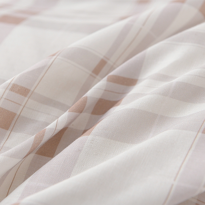 91家纺网 家纺一手货源 找家纺 金昱纺 2025新款A类全棉纯棉双层纱四件套 泡泡格-咖