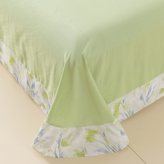 91家纺网 家纺一手货源 找家纺 金昱纺 2025新款A类全棉纯棉双层纱四件套 芊芊-绿