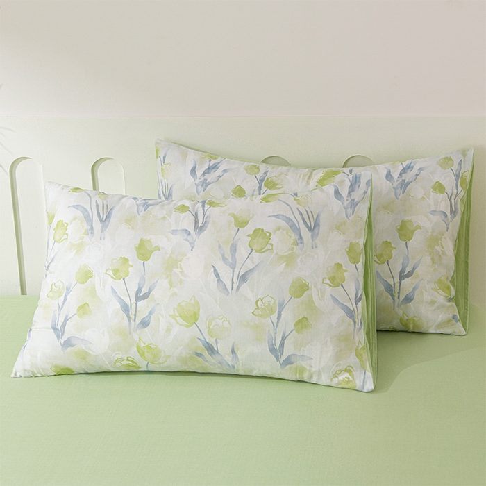 91家纺网 家纺一手货源 找家纺 金昱纺 2025新款A类全棉纯棉双层纱四件套 芊芊-绿