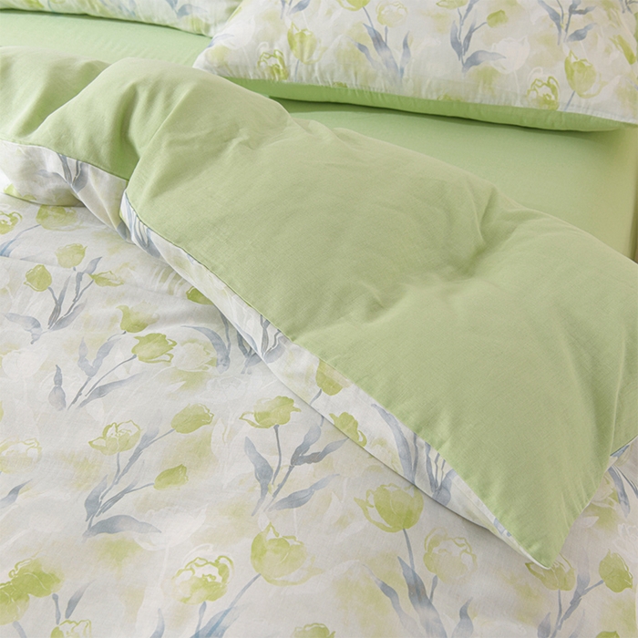 91家纺网 家纺一手货源 找家纺 金昱纺 2025新款A类全棉纯棉双层纱四件套 芊芊-绿