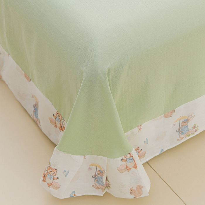 91家纺网 家纺一手货源 找家纺 金昱纺 2025新款A类全棉纯棉双层纱四件套 小浣熊