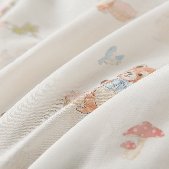 91家纺网 家纺一手货源 找家纺 金昱纺 2025新款A类全棉纯棉双层纱四件套 小浣熊