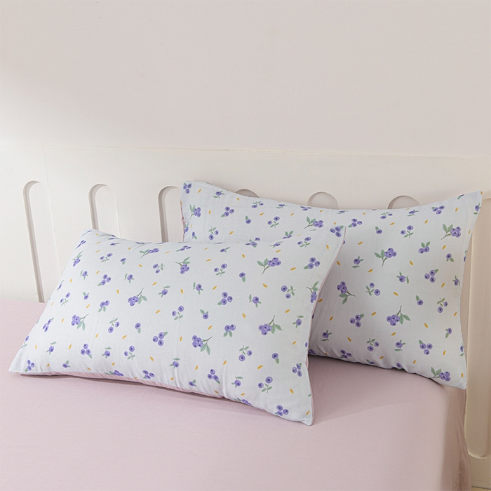 91家纺网 家纺一手货源 找家纺 金昱纺 2025新款A类全棉纯棉双层纱四件套 小蓝莓-紫