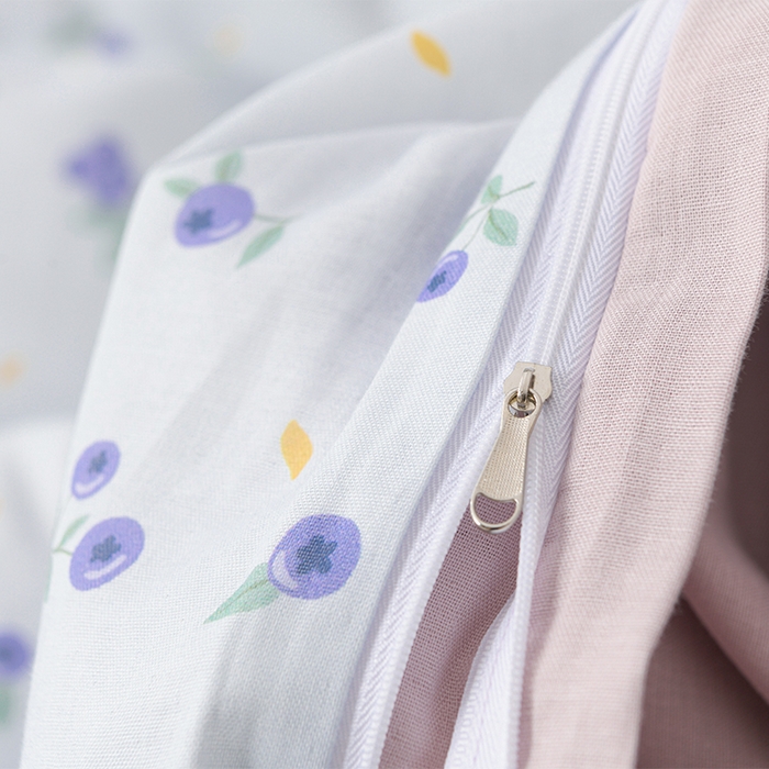 91家纺网 家纺一手货源 找家纺 金昱纺 2025新款A类全棉纯棉双层纱四件套 小蓝莓-紫