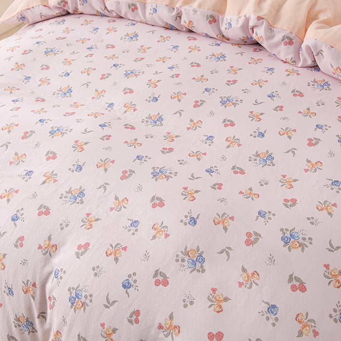 91家纺网 家纺一手货源 找家纺 金昱纺 2025新款A类全棉纯棉双层纱四件套 小美满-粉