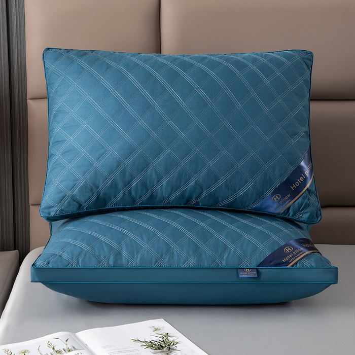 佳尚枕芯 2025新款三格线亲肤羽丝棉酒店枕枕头枕芯 蓝色 48x74cm/只 高枕