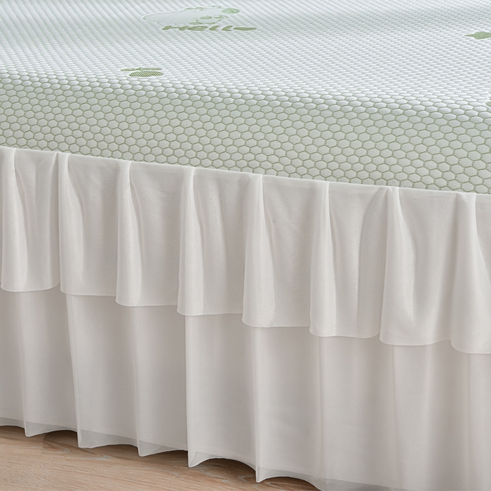 91家纺网 家纺一手货源 找家纺 赛丽雅 2025爆款A类凉感豆豆凉席三件套床裙款冰丝软席子床笠款凉席 卡皮巴拉-绿