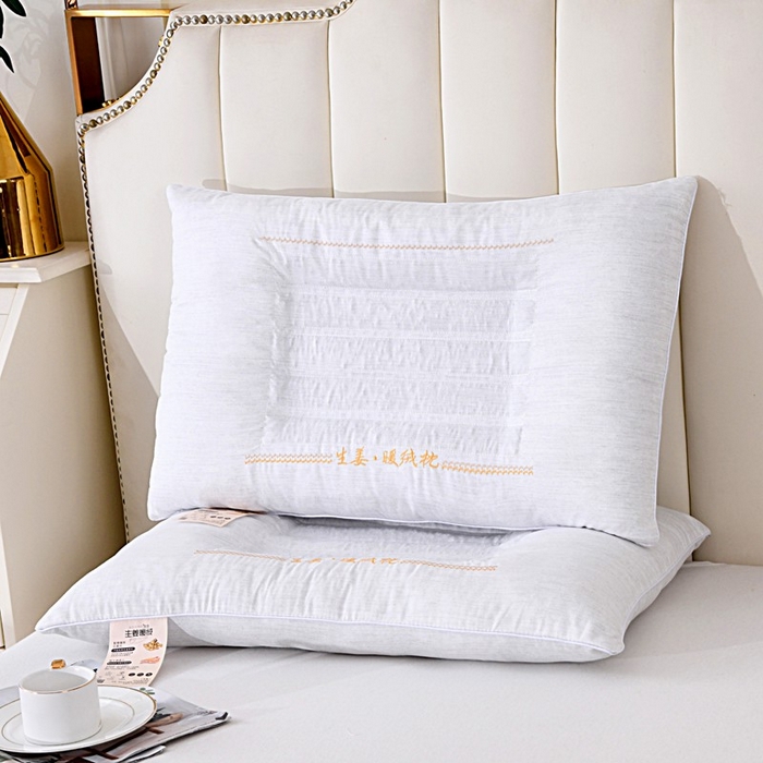 佳尚枕芯 2025新款生姜暖绒全棉护颈枕枕头枕芯 灰 48x74cm/只