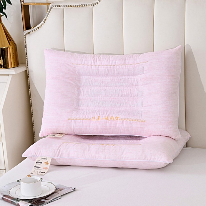 佳尚枕芯 2025新款生姜暖绒全棉护颈枕枕头枕芯 粉 48x74cm/只