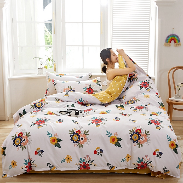 91家纺网 家纺一手货源 找家纺 简冠家纺 2026新款植物羊绒磨毛四件套 花开 米