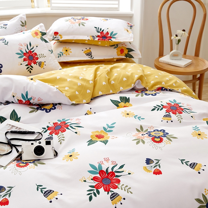 91家纺网 家纺一手货源 找家纺 简冠家纺 2026新款植物羊绒磨毛四件套 花开 米