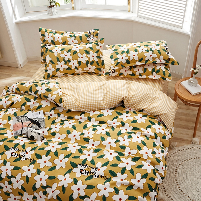 91家纺网 家纺一手货源 找家纺 简冠家纺 2025新款植物羊绒磨毛四件套 恋夏 黄