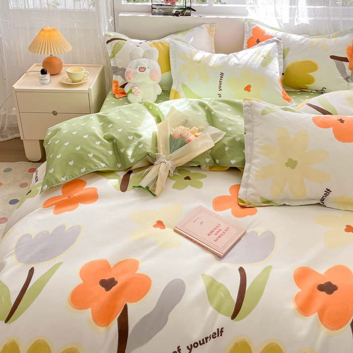 91家纺网 家纺一手货源 找家纺 简冠家纺 2025新款植物羊绒磨毛四件套 阳光花蕊