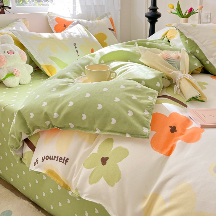 91家纺网 家纺一手货源 找家纺 简冠家纺 2025新款植物羊绒磨毛四件套 阳光花蕊