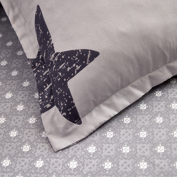 91家纺网 家纺一手货源 找家纺 简冠家纺 2025新款植物羊绒磨毛四件套 STAR星-灰