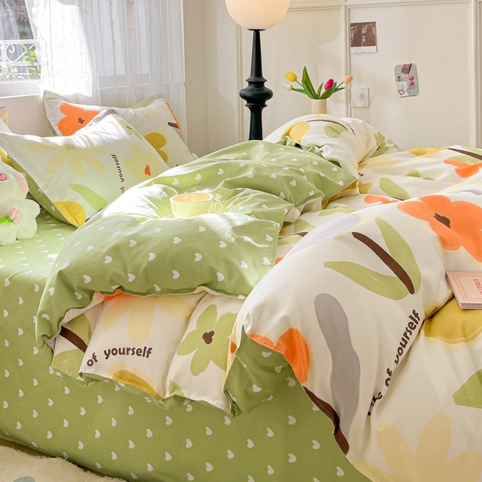 91家纺网 家纺一手货源 找家纺 简冠家纺 2025新款植物羊绒磨毛四件套 阳光花蕊