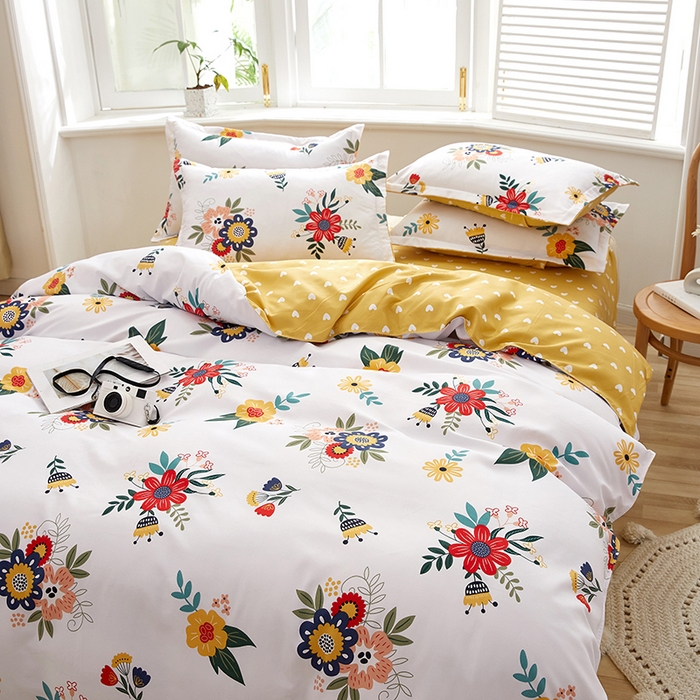 91家纺网 家纺一手货源 找家纺 简冠家纺 2026新款植物羊绒磨毛四件套 花开 米