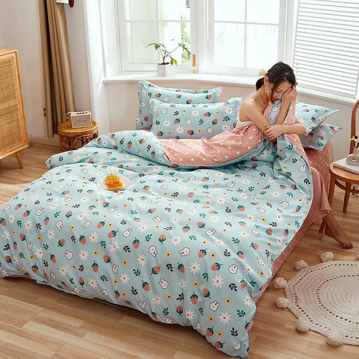 91家纺网 家纺一手货源 找家纺 简冠家纺 2025新款植物羊绒磨毛四件套 恋爱小雏菊 兰