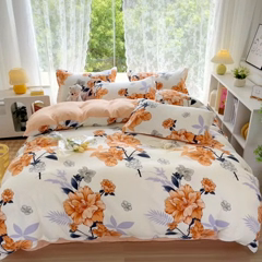 91家纺网 家纺一手货源 找家纺 简冠家纺 2025新款植物羊绒磨毛四件套 西域花开