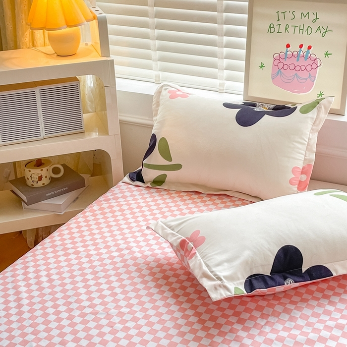 91家纺网 家纺一手货源 找家纺 简冠家纺 2025新款植物羊绒磨毛四件套 温婉花语-粉