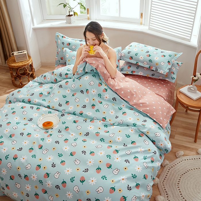 91家纺网 家纺一手货源 找家纺 简冠家纺 2025新款植物羊绒磨毛四件套 恋爱小雏菊 兰