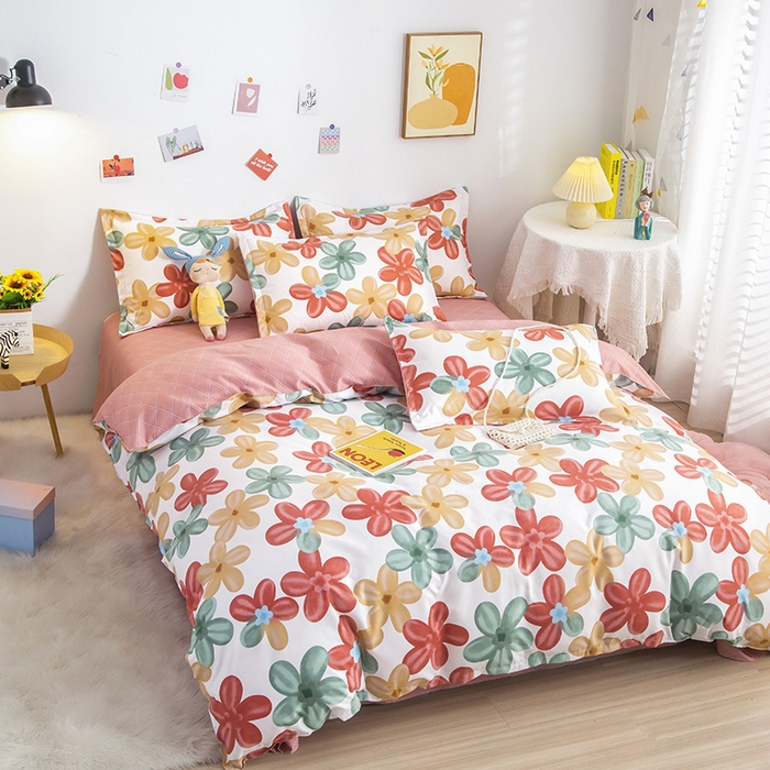 91家纺网 家纺一手货源 找家纺 简冠家纺 2025新款植物羊绒磨毛四件套 盈盈花香