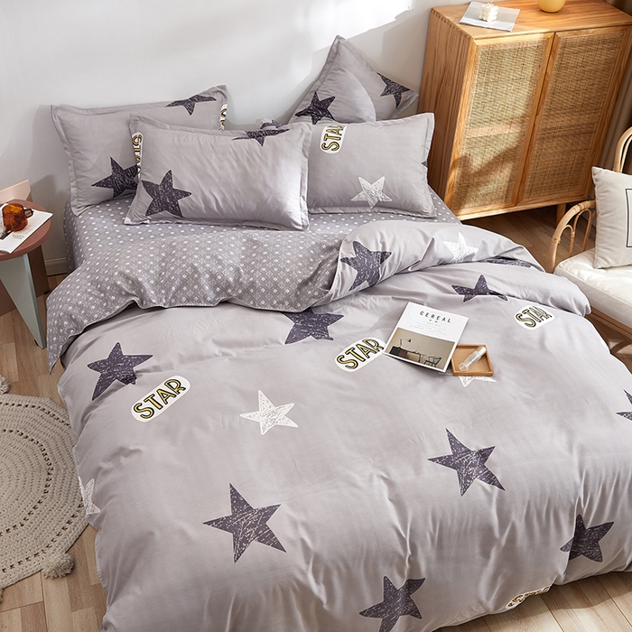 91家纺网 家纺一手货源 找家纺 简冠家纺 2025新款植物羊绒磨毛四件套 STAR星-灰