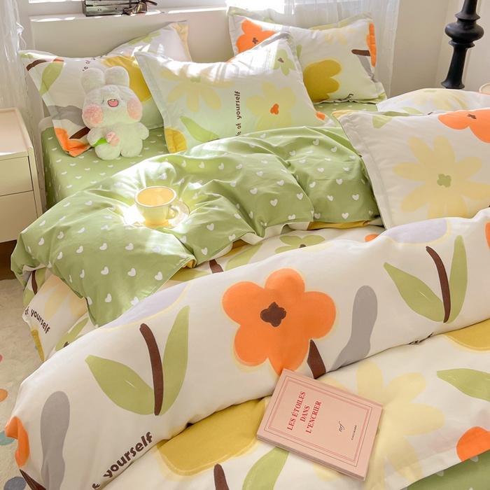 91家纺网 家纺一手货源 找家纺 简冠家纺 2025新款植物羊绒磨毛四件套 阳光花蕊