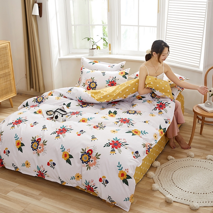 91家纺网 家纺一手货源 找家纺 简冠家纺 2026新款植物羊绒磨毛四件套 花开 米