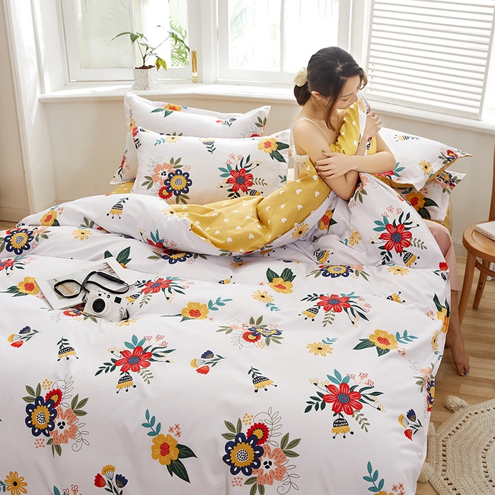 91家纺网 家纺一手货源 找家纺 简冠家纺 2026新款植物羊绒磨毛四件套 花开 米