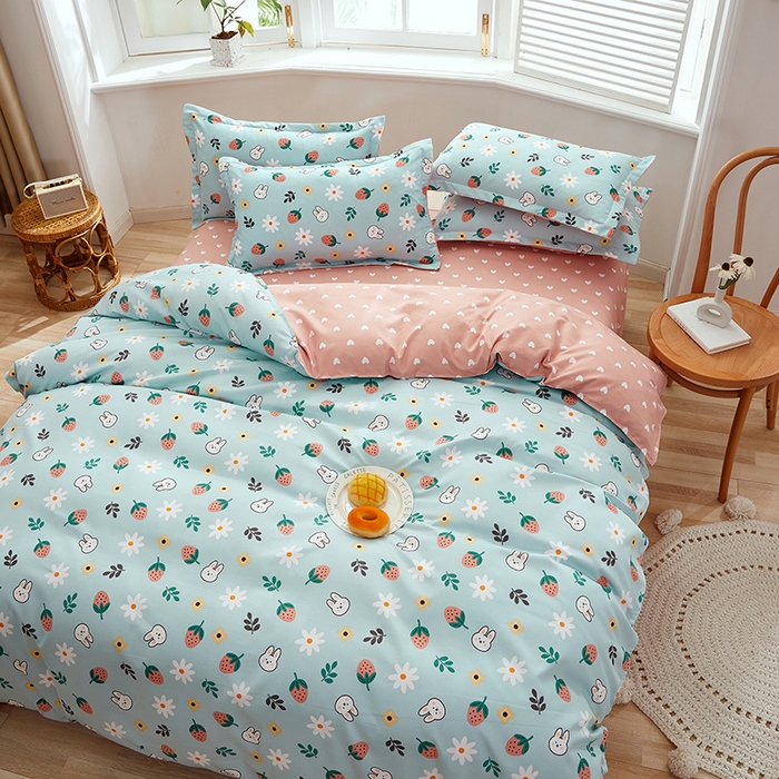 91家纺网 家纺一手货源 找家纺 简冠家纺 2025新款植物羊绒磨毛四件套 恋爱小雏菊 兰