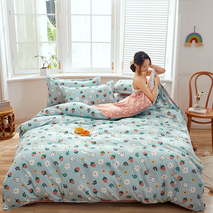 91家纺网 家纺一手货源 找家纺 简冠家纺 2025新款植物羊绒磨毛四件套 恋爱小雏菊 兰