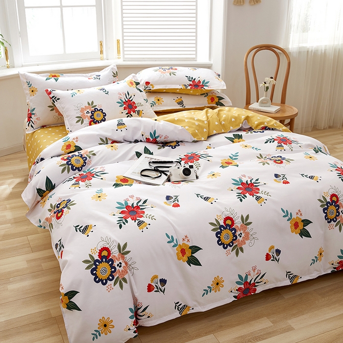 91家纺网 家纺一手货源 找家纺 简冠家纺 2026新款植物羊绒磨毛四件套 花开 米