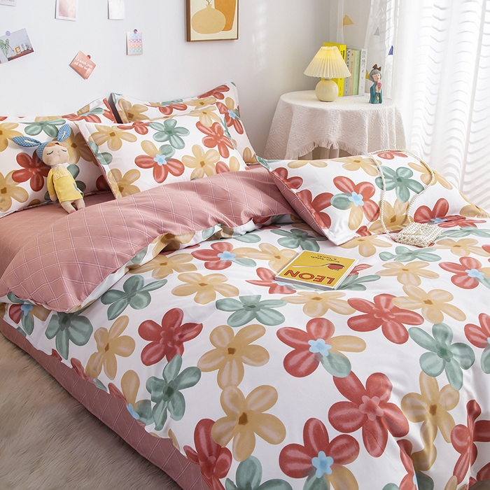 91家纺网 家纺一手货源 找家纺 简冠家纺 2025新款植物羊绒磨毛四件套 盈盈花香